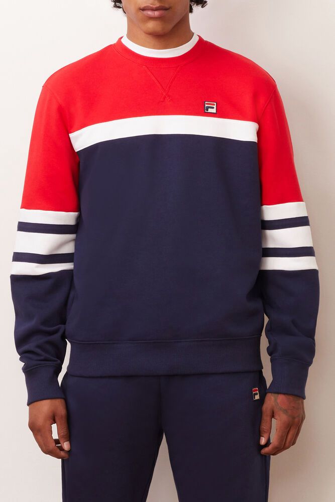 Fila Verus Crew Navy Sweatshirt Mens - NZ 57340-RXIL